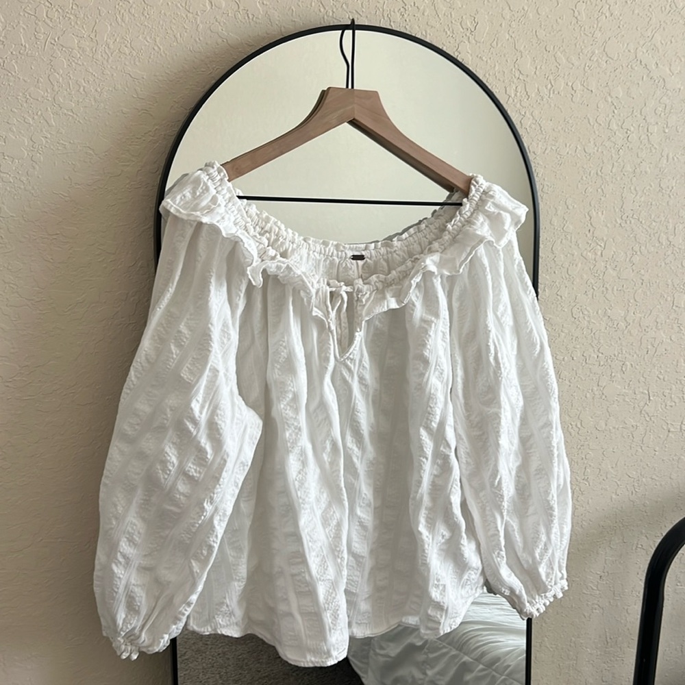 Free People White Off-Shoulder Blouse